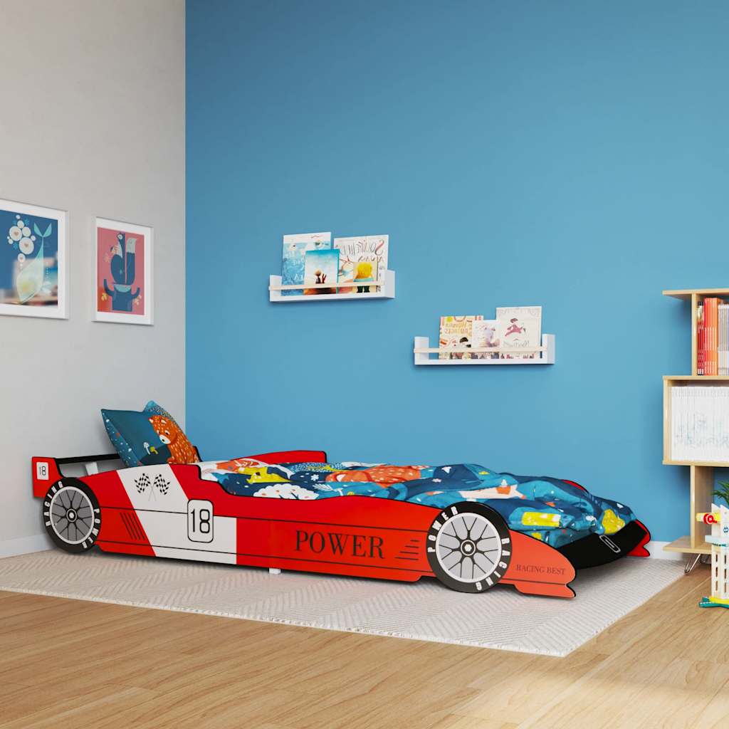 Detská posteľ, pretekárske auto 90x200 cm, červená