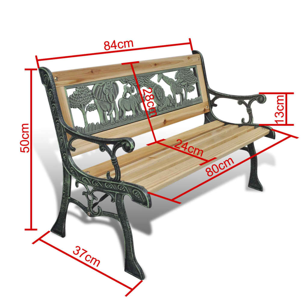 Detská záhradná lavička 84 cm, drevo