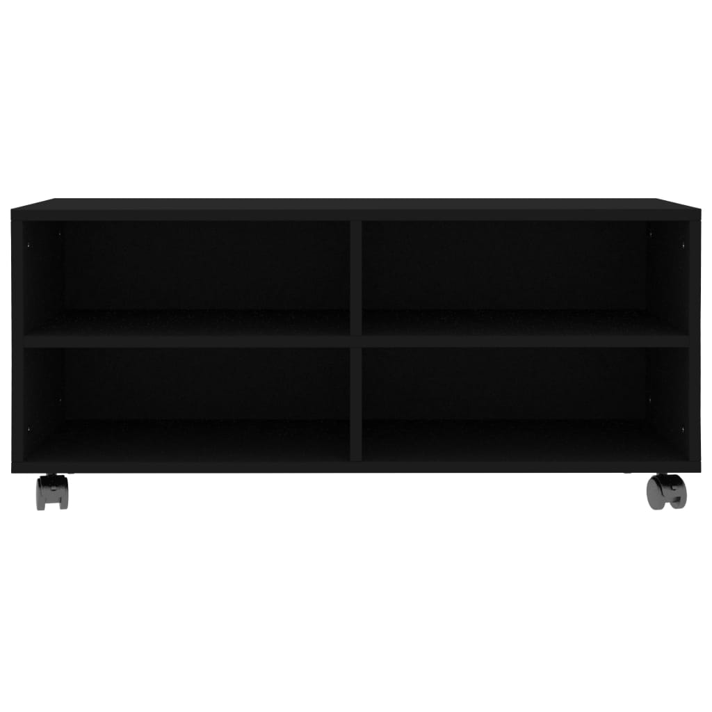 TV skrinka s kolieskami, čierna 90x35x35 cm, kompozitné drevo