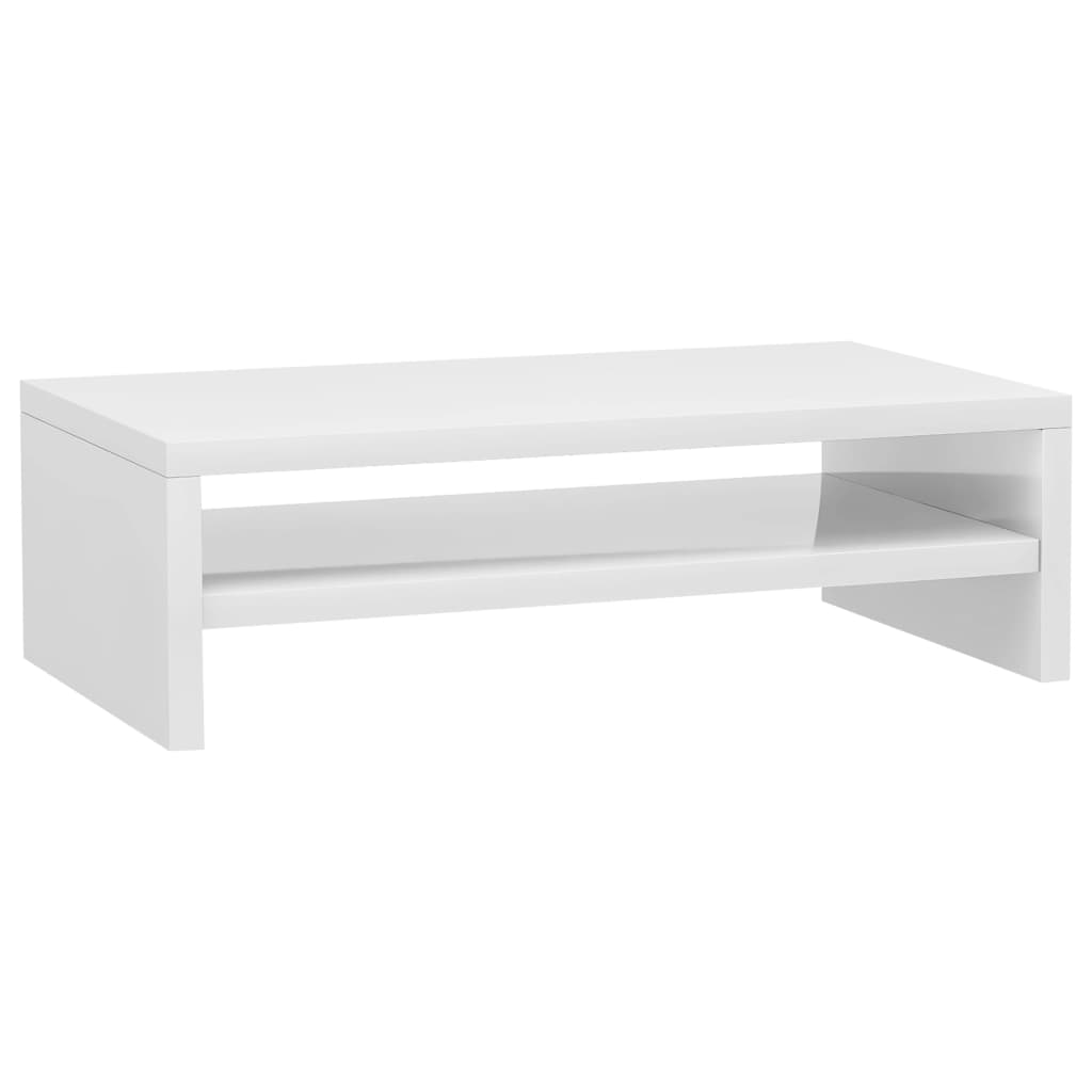 Stojan na monitor, lesklý biely 42x24x13 cm, kompozitné drevo