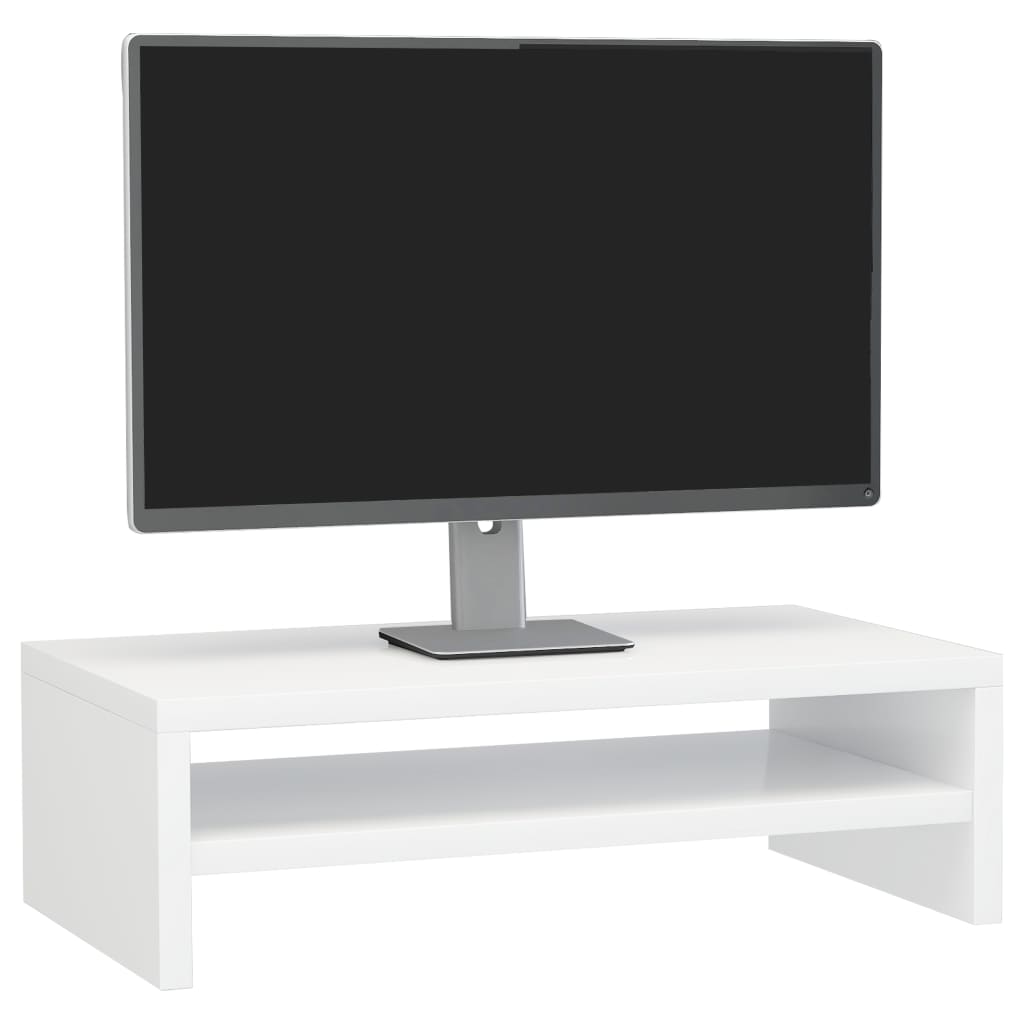 Stojan na monitor, lesklý biely 42x24x13 cm, kompozitné drevo