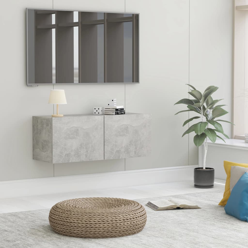 TV skrinka, betónovo sivá 80x30x30 cm, kompozitné drevoo