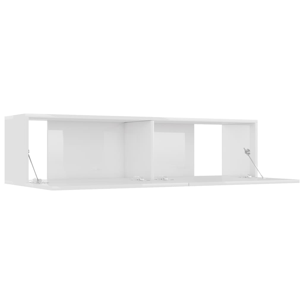 TV skrinka, lesklá biela 120x30x30 cm, kompozitné drevo