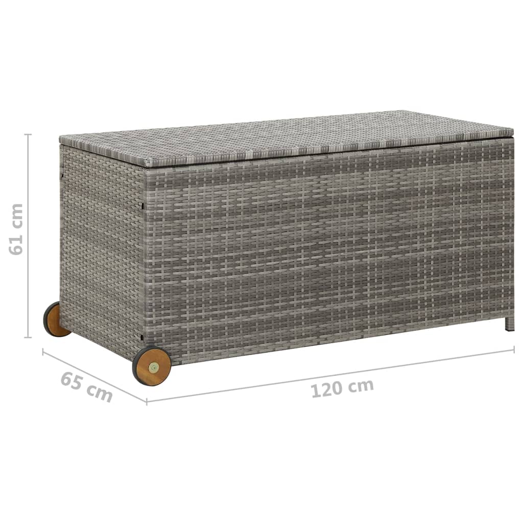 Záhradný úložný box, svetlosivý 120x65x61 cm, polyratan