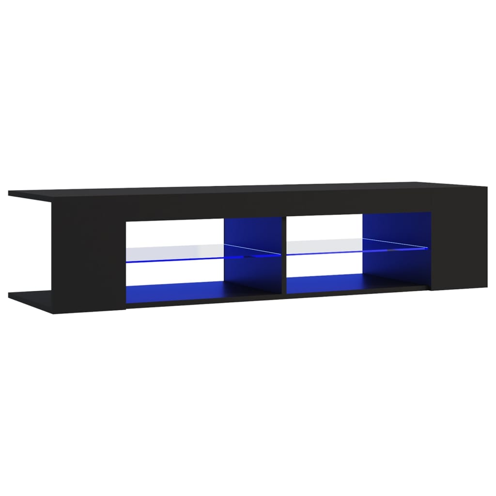 TV skrinka s LED svetlami čierna 135x39x30 cm
