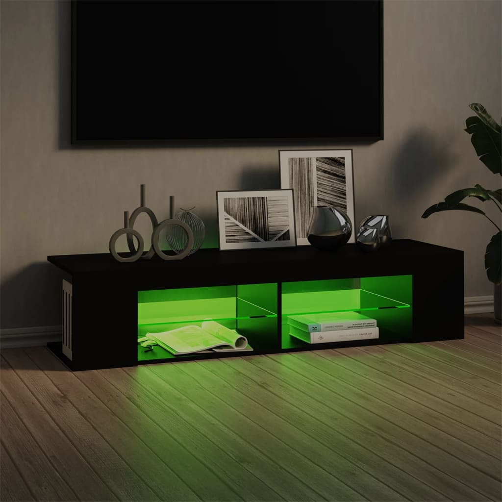 TV skrinka s LED svetlami čierna 135x39x30 cm
