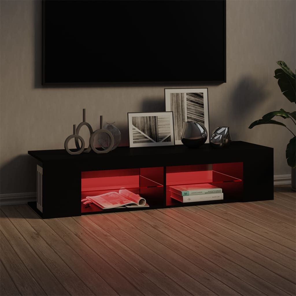 TV skrinka s LED svetlami čierna 135x39x30 cm