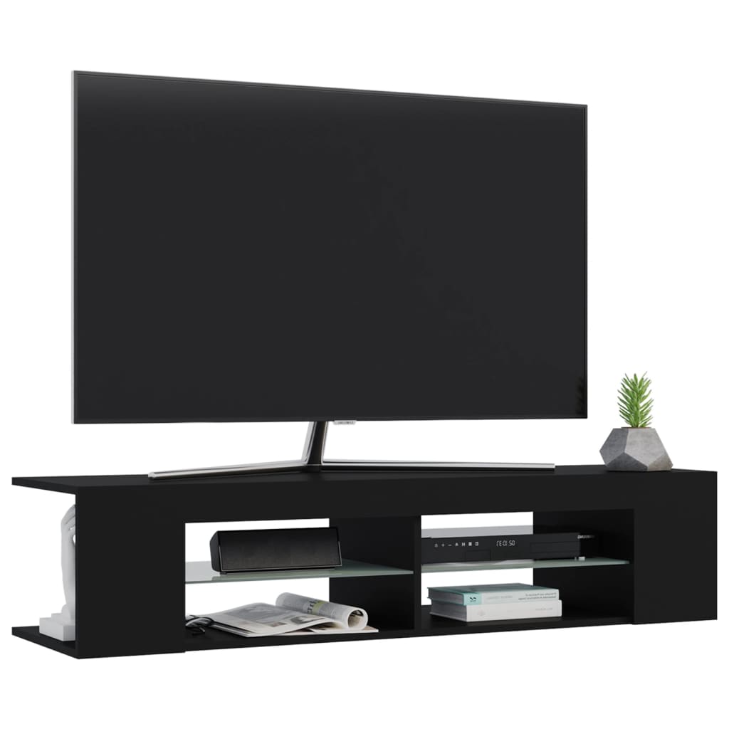 TV skrinka s LED svetlami čierna 135x39x30 cm