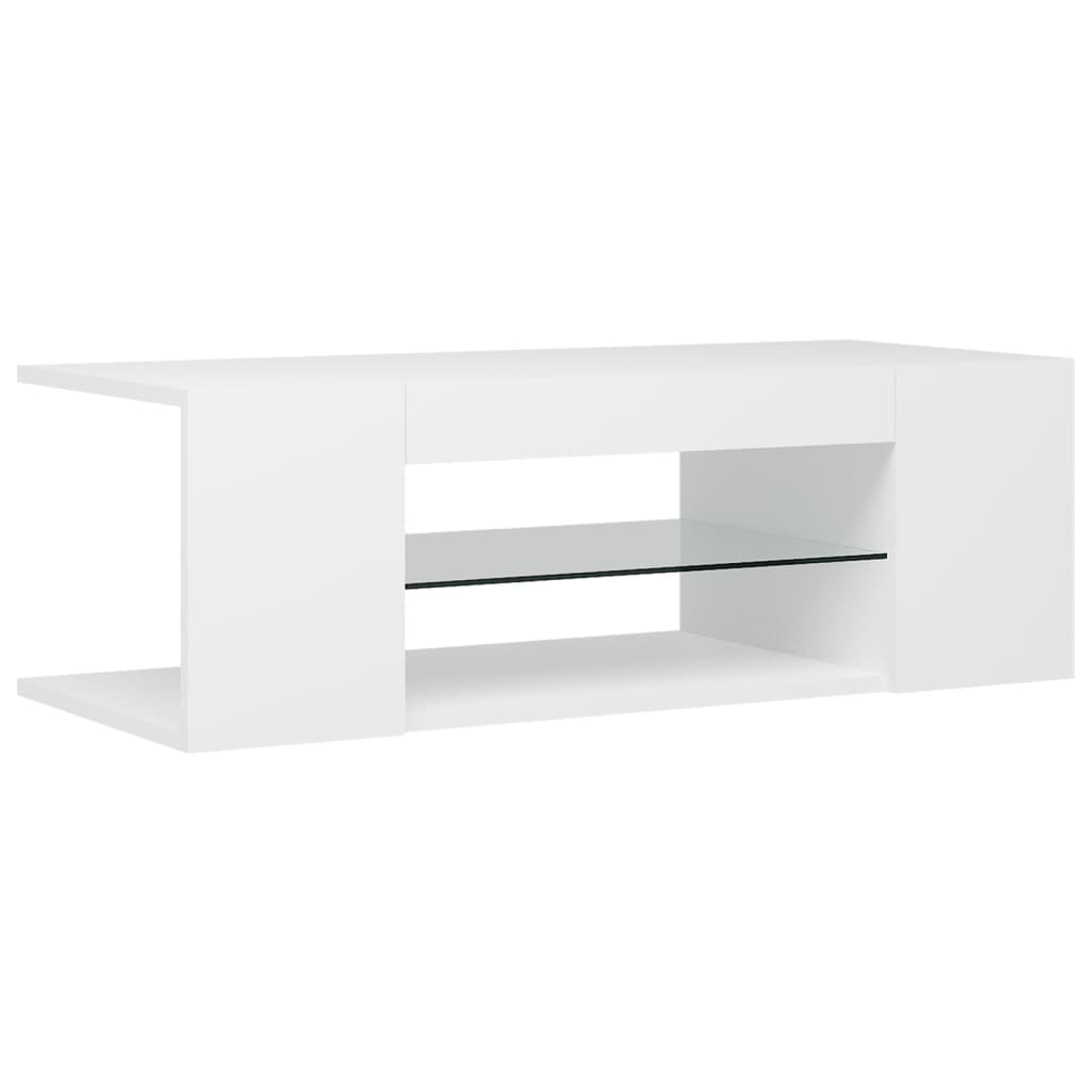 TV skrinka s LED svetlami biela 90x39x30 cm