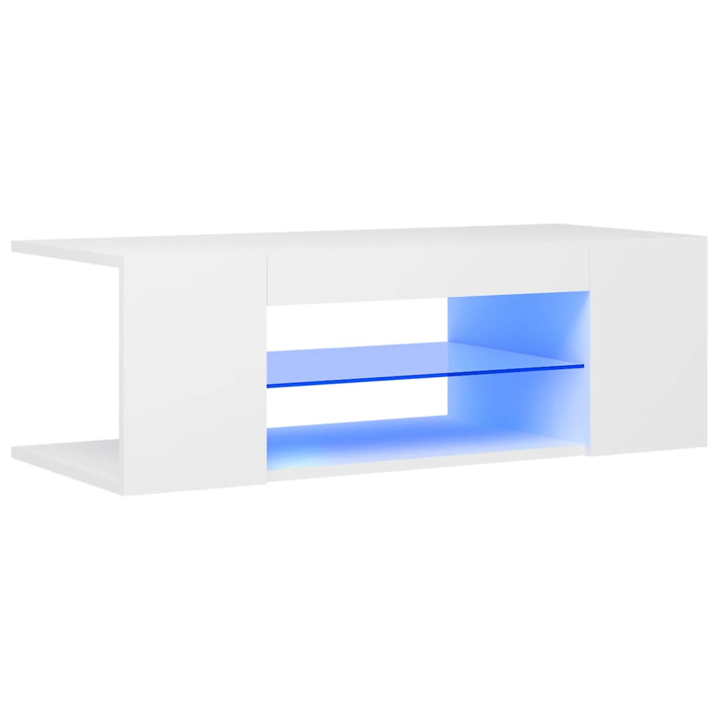 TV skrinka s LED svetlami biela 90x39x30 cm