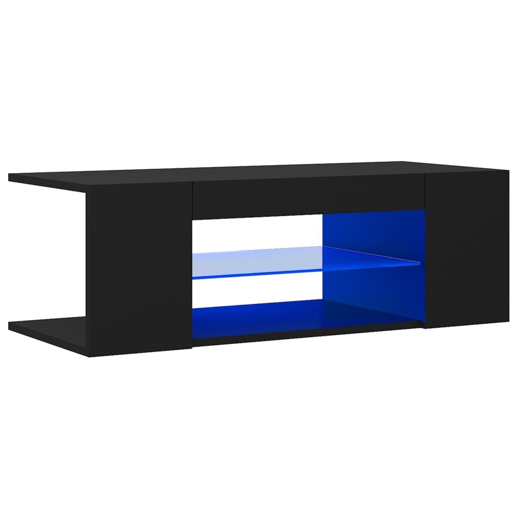 TV skrinka s LED svetlami čierna 90x39x30 cm
