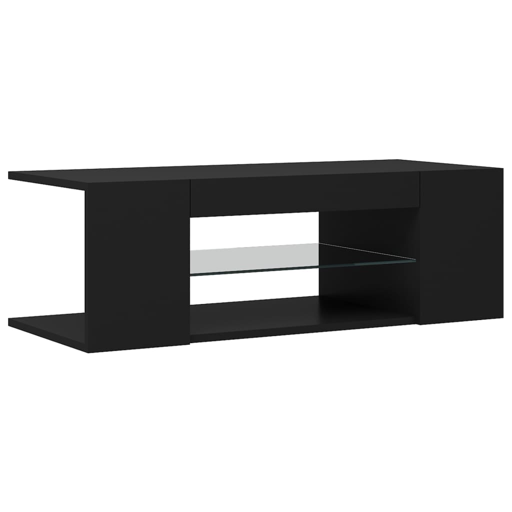 TV skrinka s LED svetlami čierna 90x39x30 cm