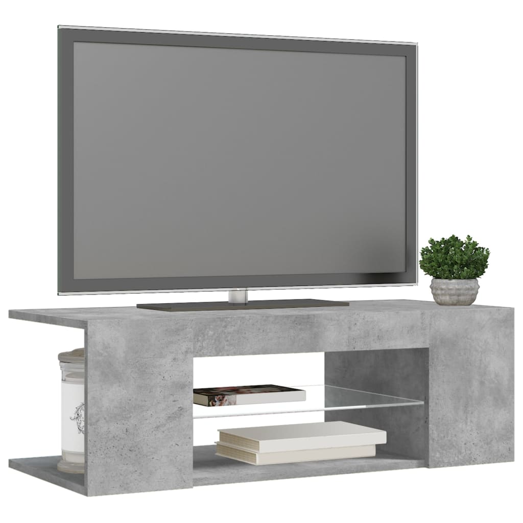 TV skrinka s LED svetlami betónová sivá 90x39x30 cm