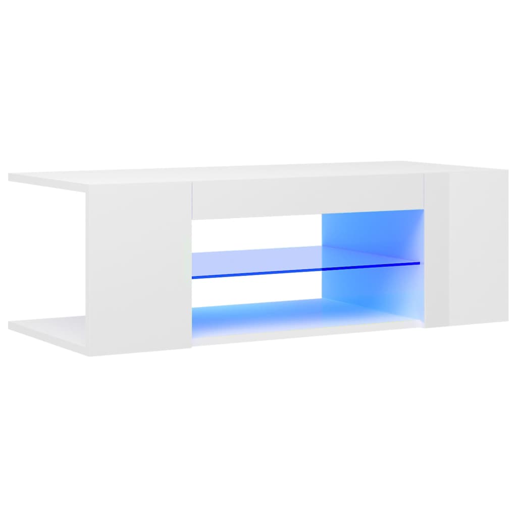 TV skrinka s LED svetlami lesklá biela 90x39x30 cm