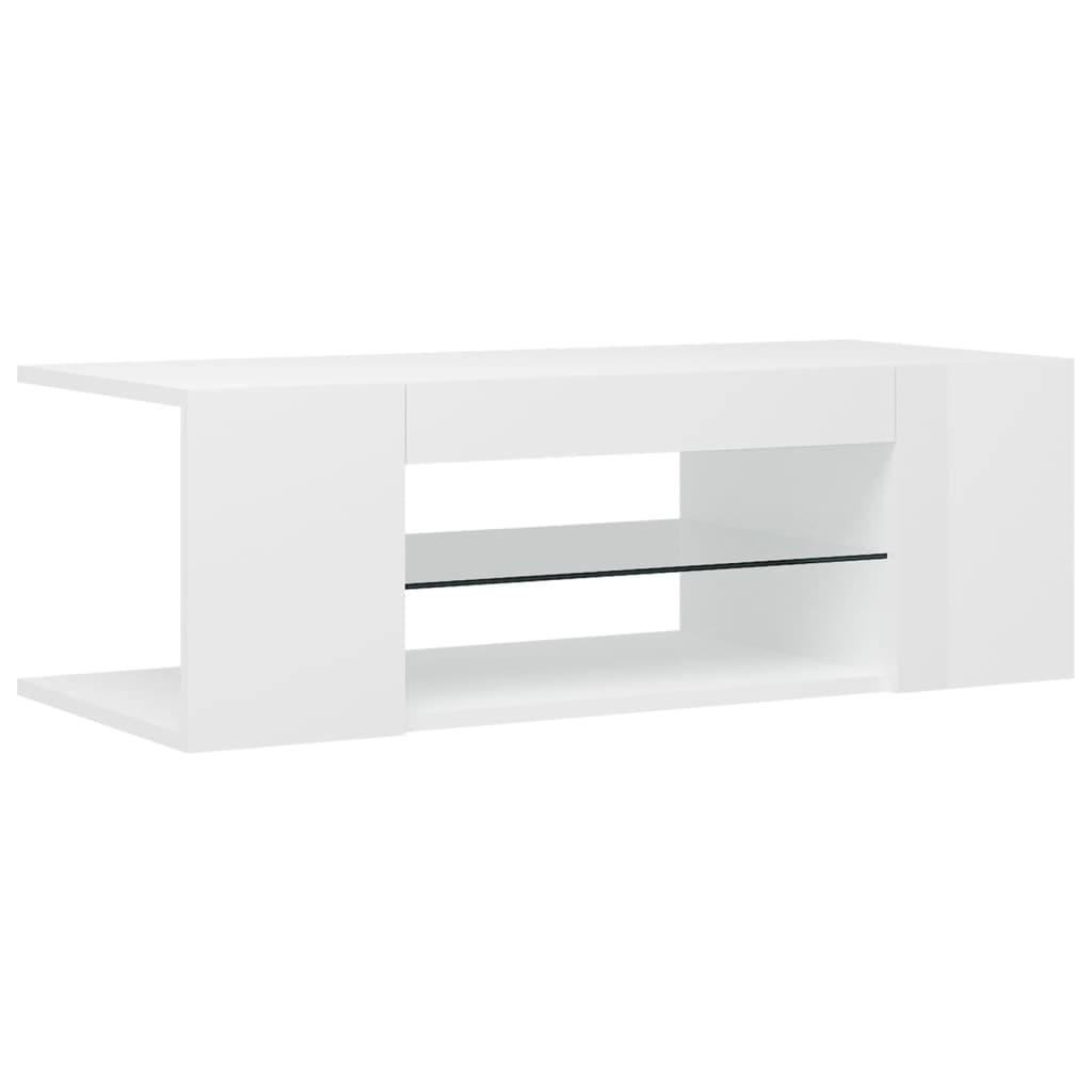 TV skrinka s LED svetlami lesklá biela 90x39x30 cm