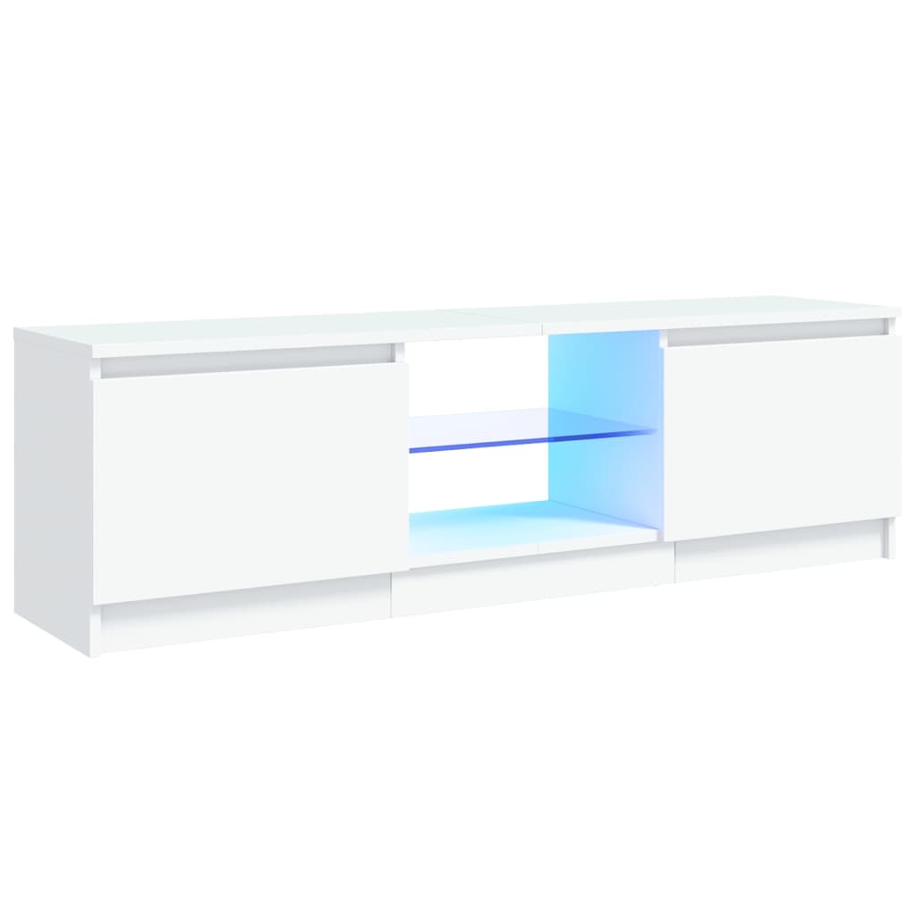 TV skrinka s LED svetlami biela 120x30x35,5 cm