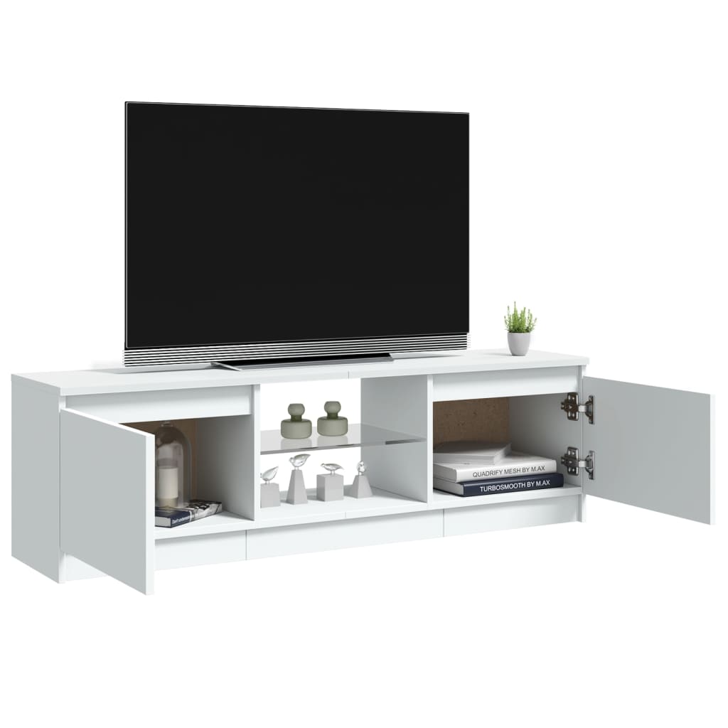 TV skrinka s LED svetlami biela 120x30x35,5 cm