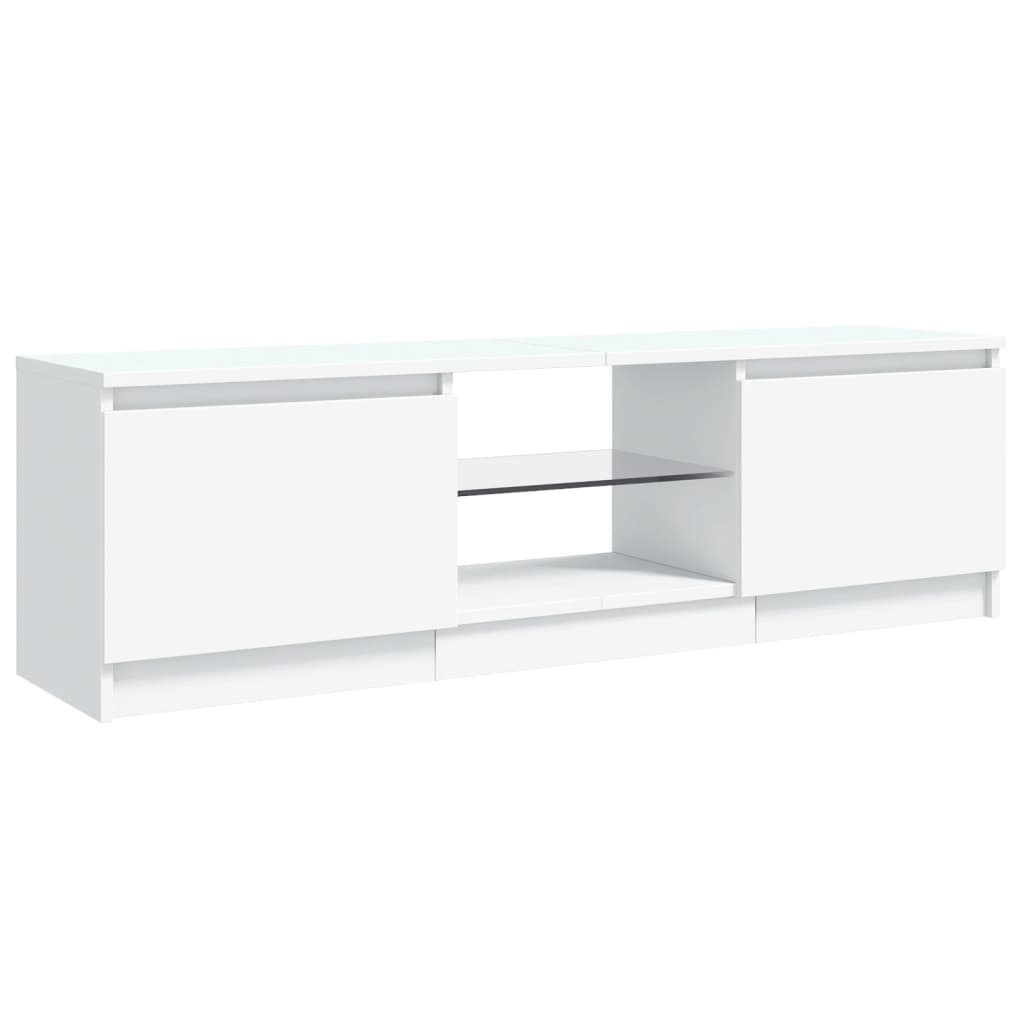 TV skrinka s LED svetlami biela 120x30x35,5 cm