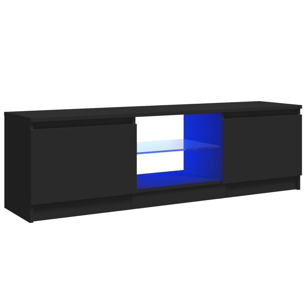 TV skrinka s LED svetlami čierna 120x30x35,5 cm