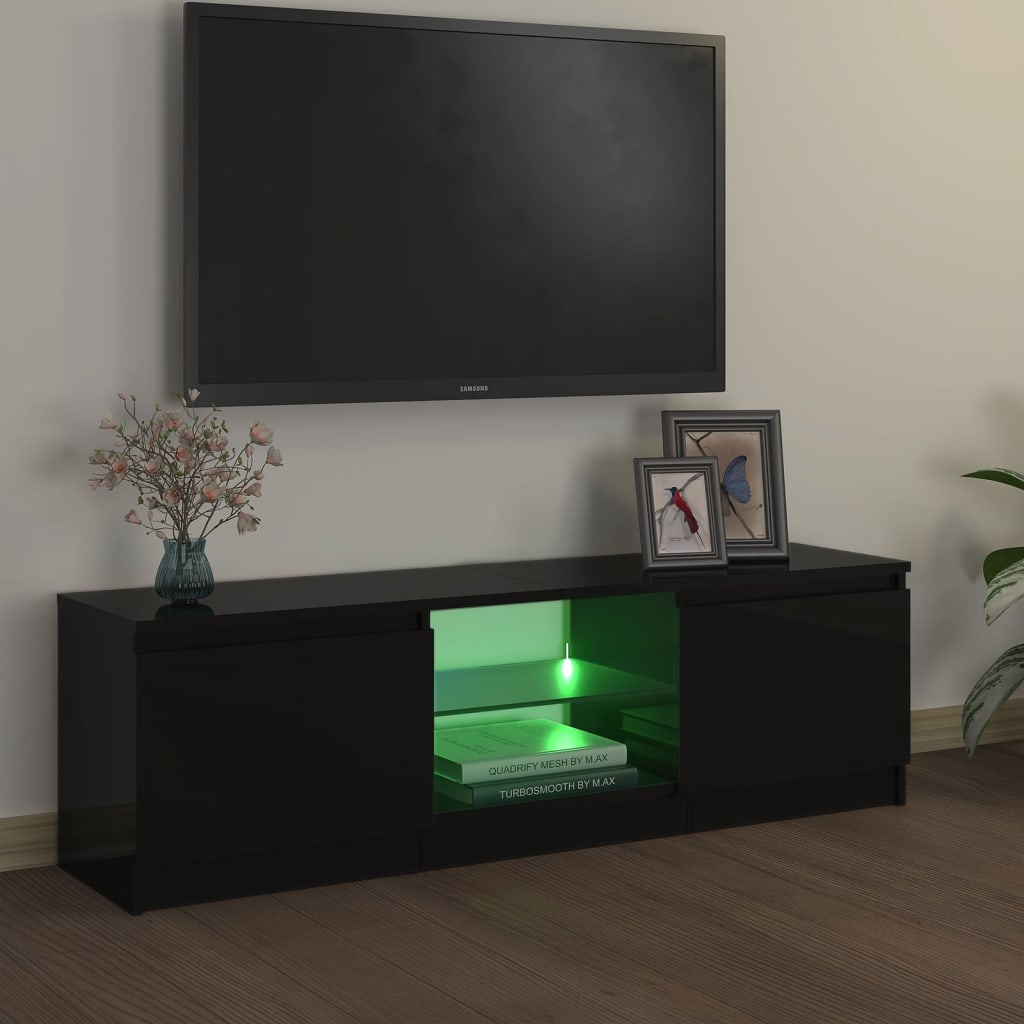 TV skrinka s LED svetlami čierna 120x30x35,5 cm