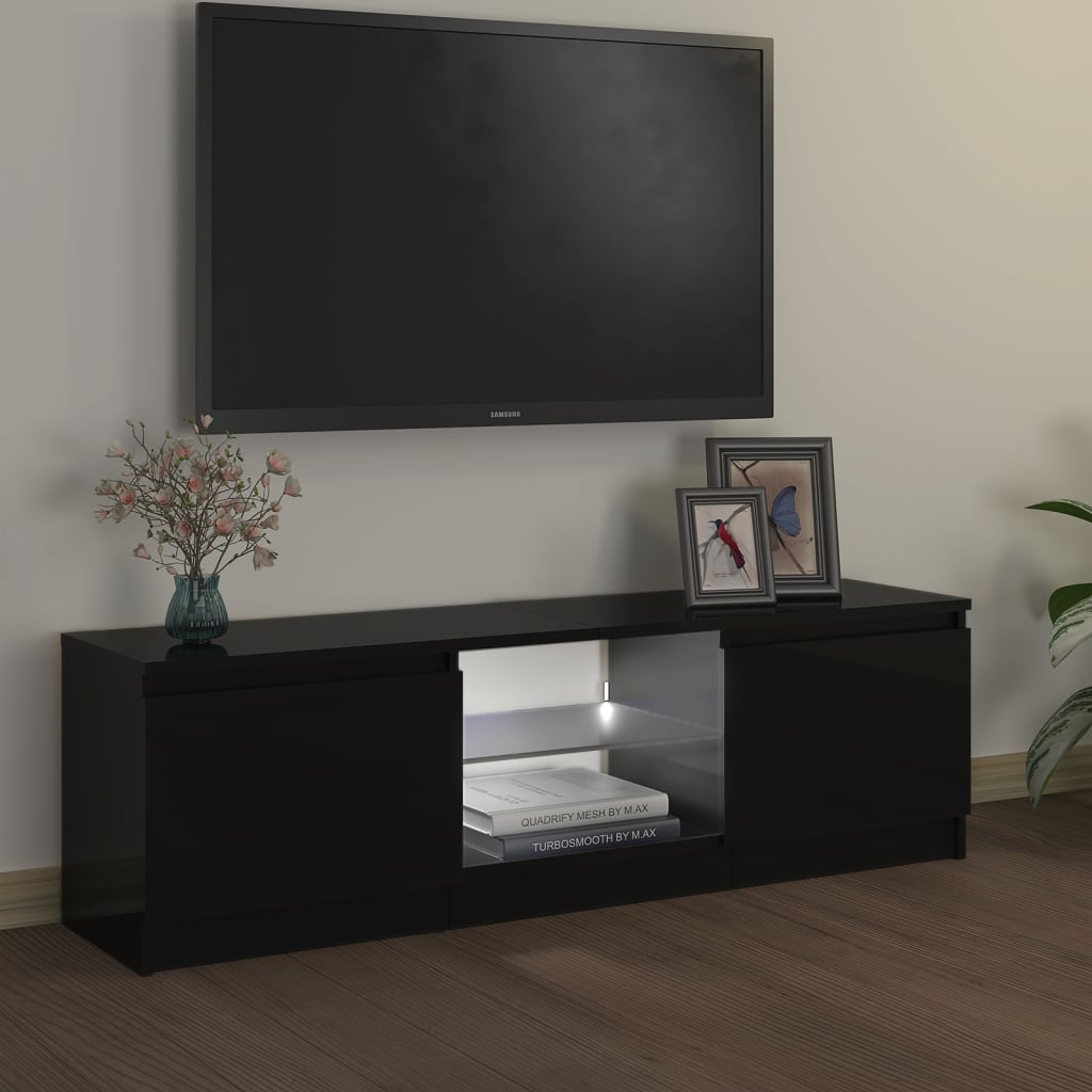 TV skrinka s LED svetlami čierna 120x30x35,5 cm