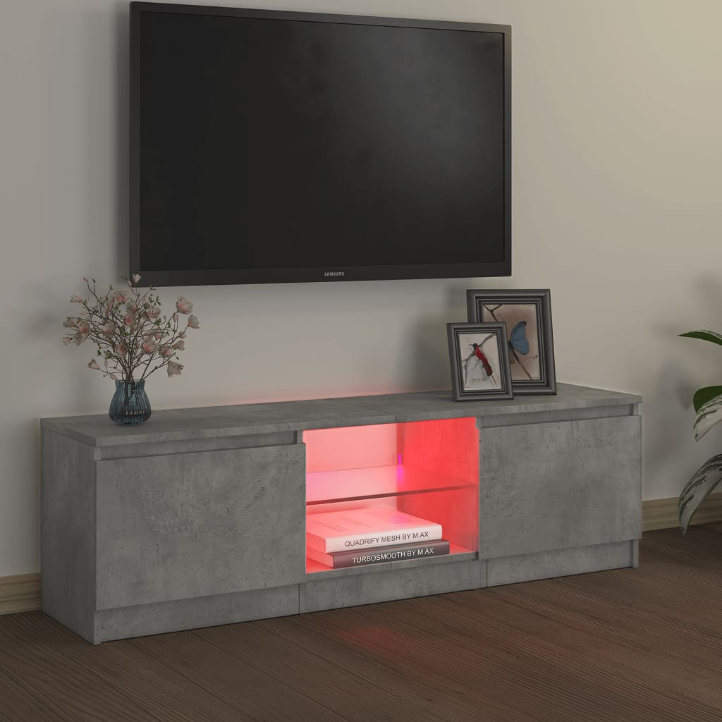 TV skrinka s LED svetlami betónová sivá 120x30x35,5 cm
