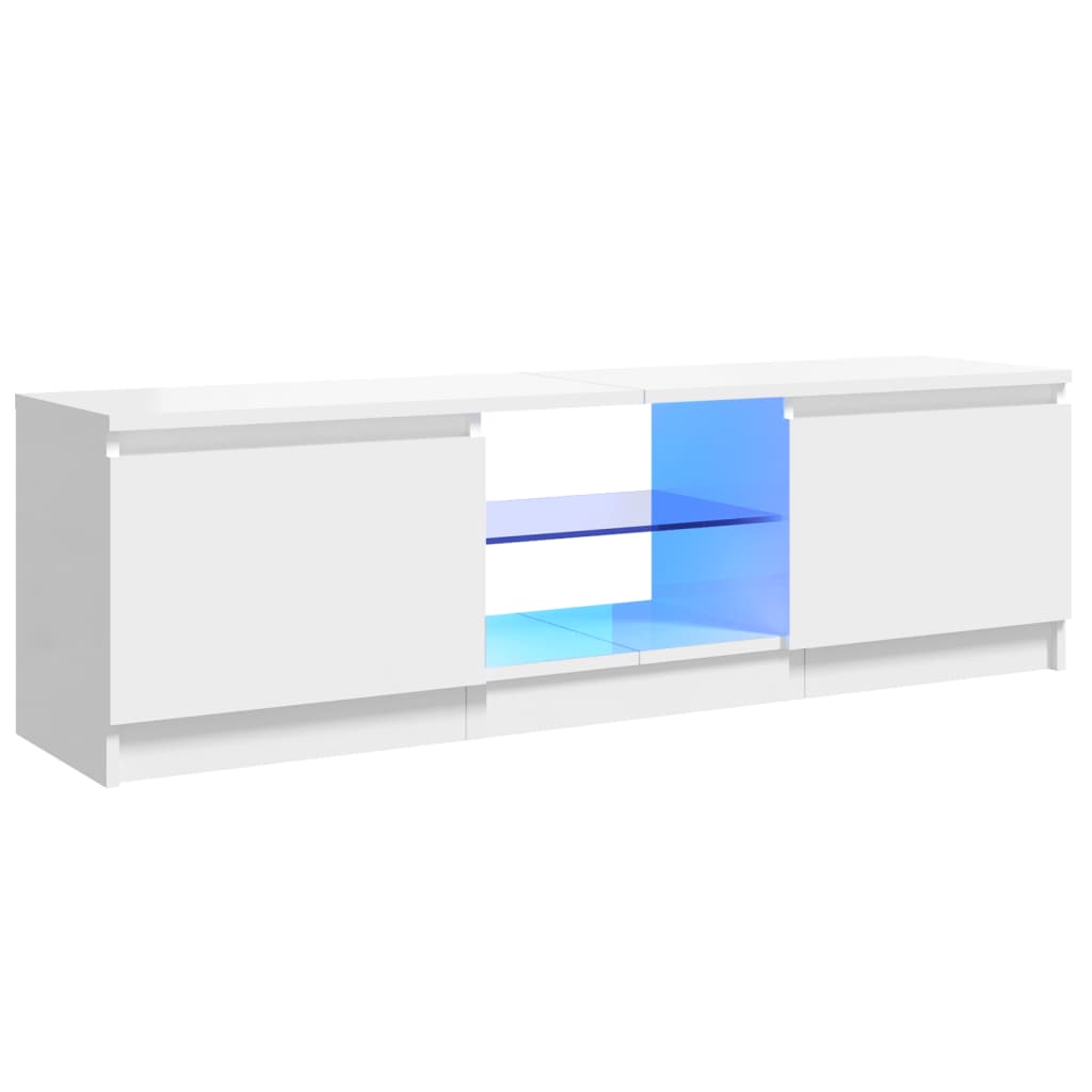 TV skrinka s LED svetlami lesklá biela 120x30x35,5 cm
