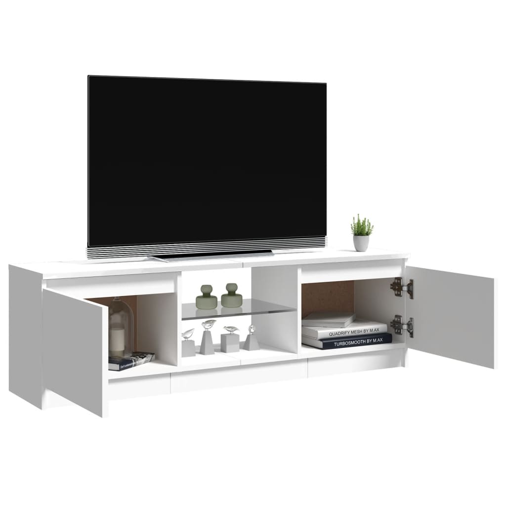 TV skrinka s LED svetlami lesklá biela 120x30x35,5 cm