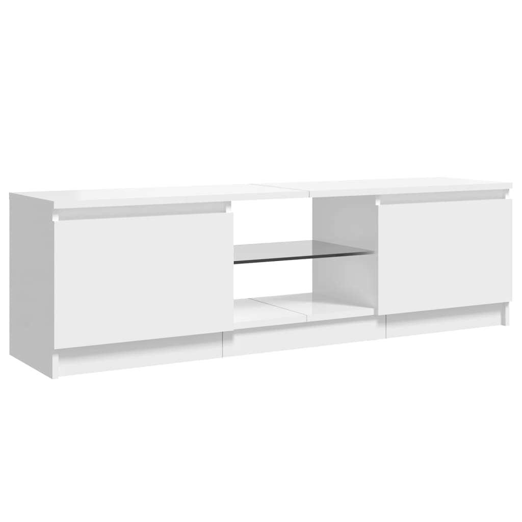 TV skrinka s LED svetlami lesklá biela 120x30x35,5 cm
