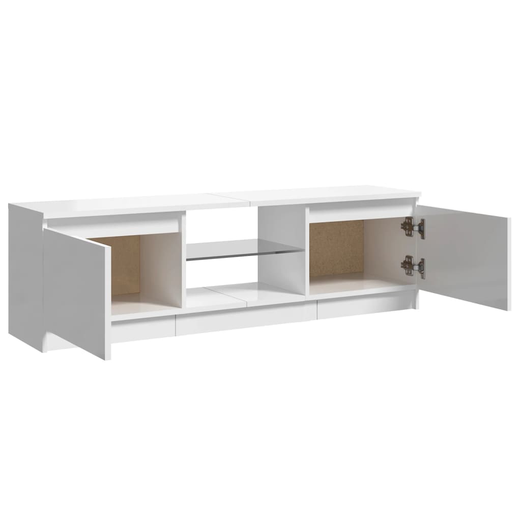 TV skrinka s LED svetlami lesklá biela 120x30x35,5 cm
