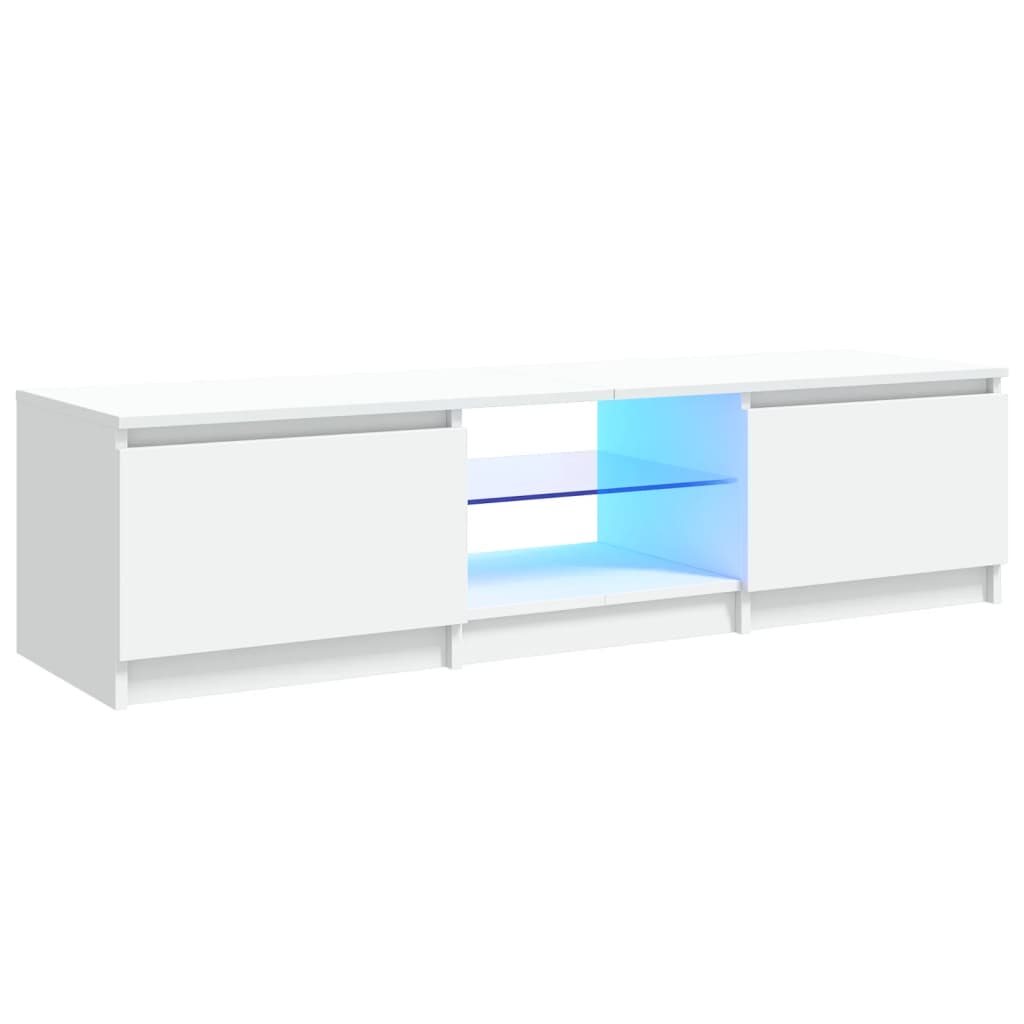 TV skrinka s LED svetlami biela 140x40x35,5 cm