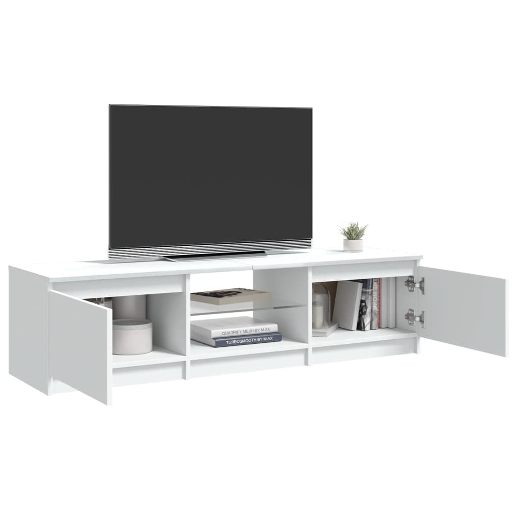 TV skrinka s LED svetlami biela 140x40x35,5 cm