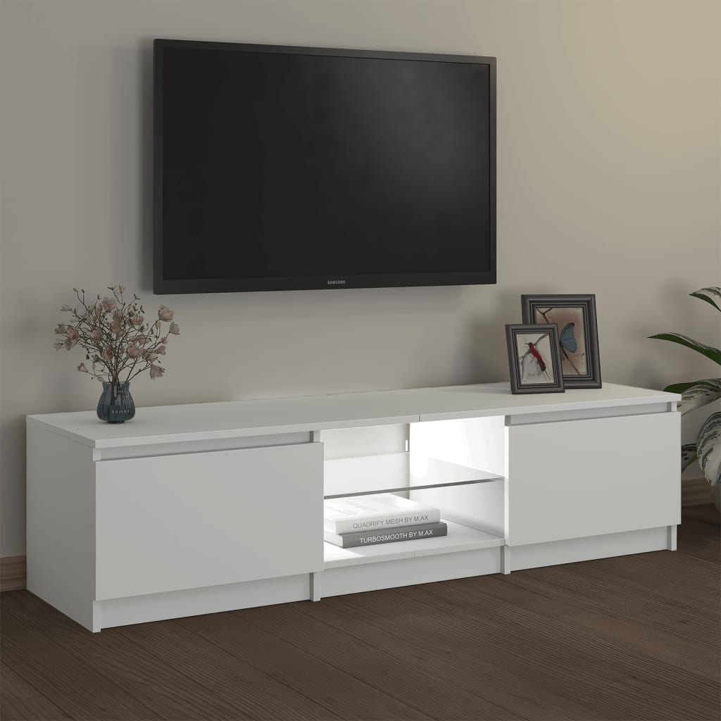 TV skrinka s LED svetlami biela 140x40x35,5 cm