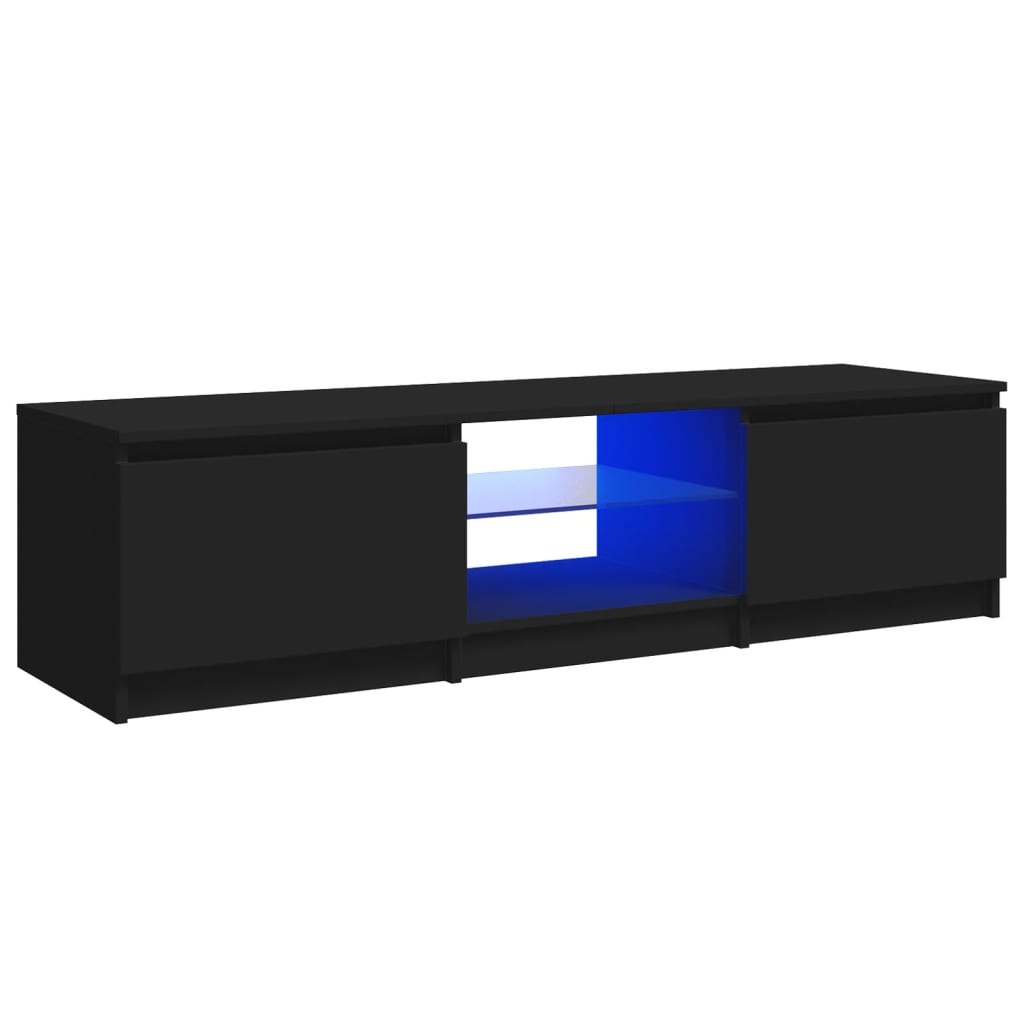 TV skrinka s LED svetlami čierna 140x40x35,5 cm