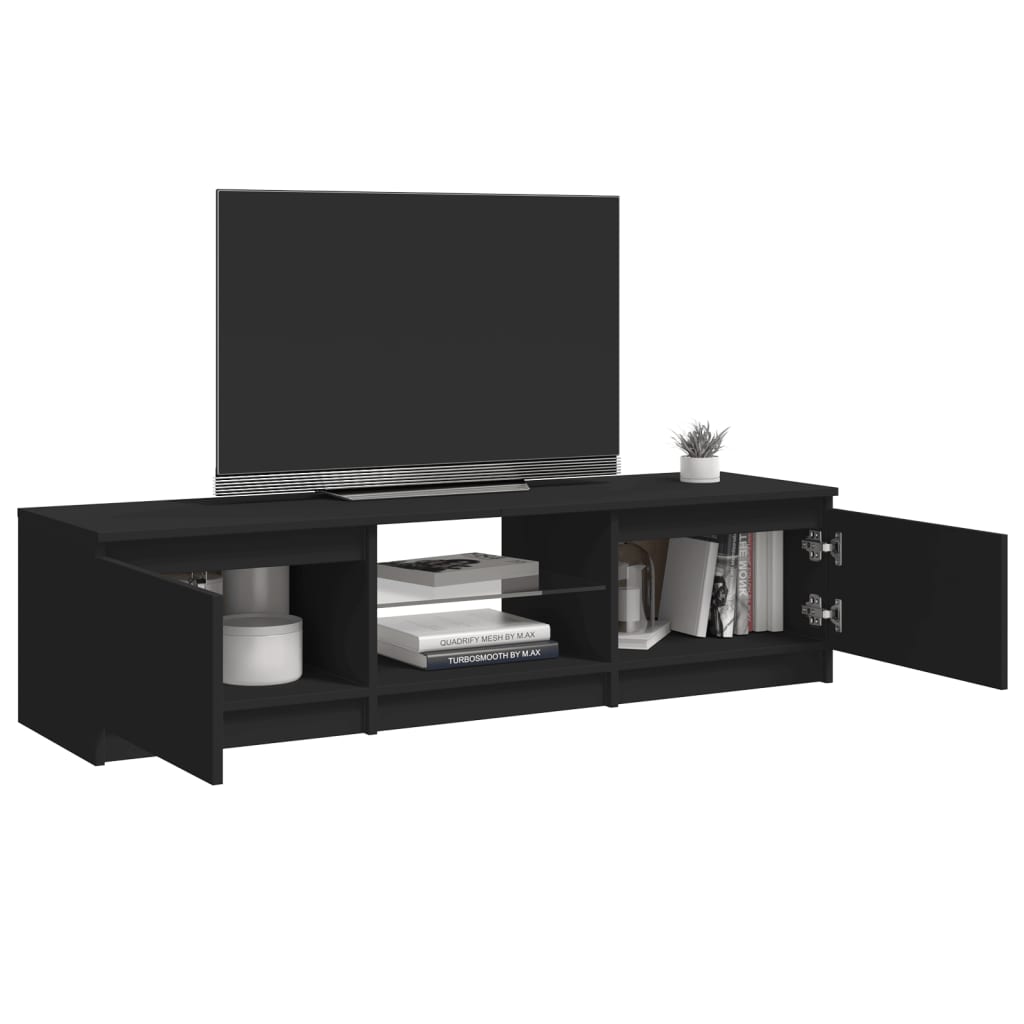 TV skrinka s LED svetlami čierna 140x40x35,5 cm