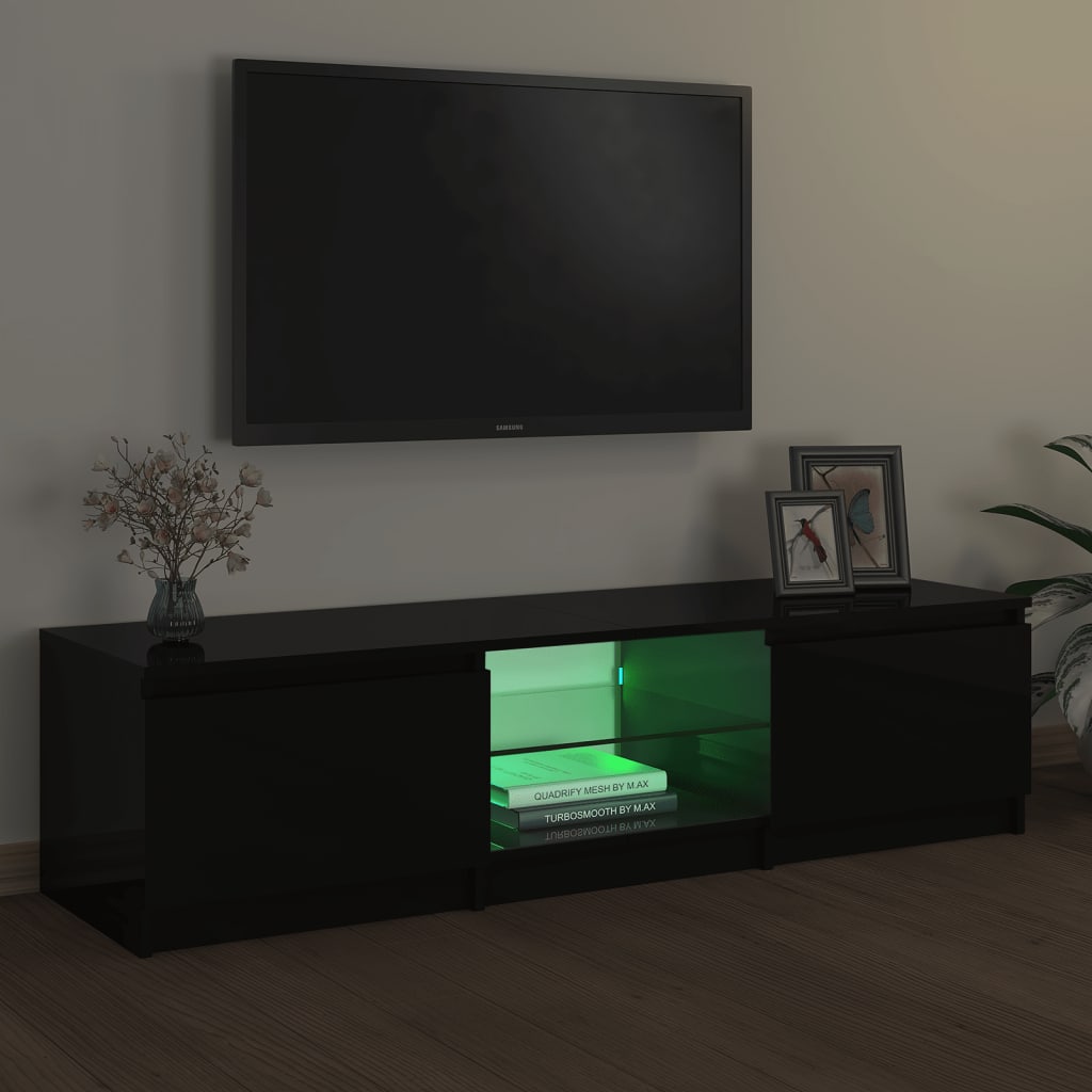 TV skrinka s LED svetlami čierna 140x40x35,5 cm