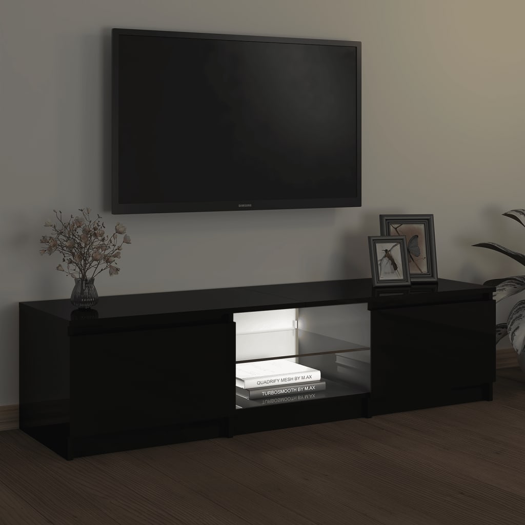 TV skrinka s LED svetlami čierna 140x40x35,5 cm