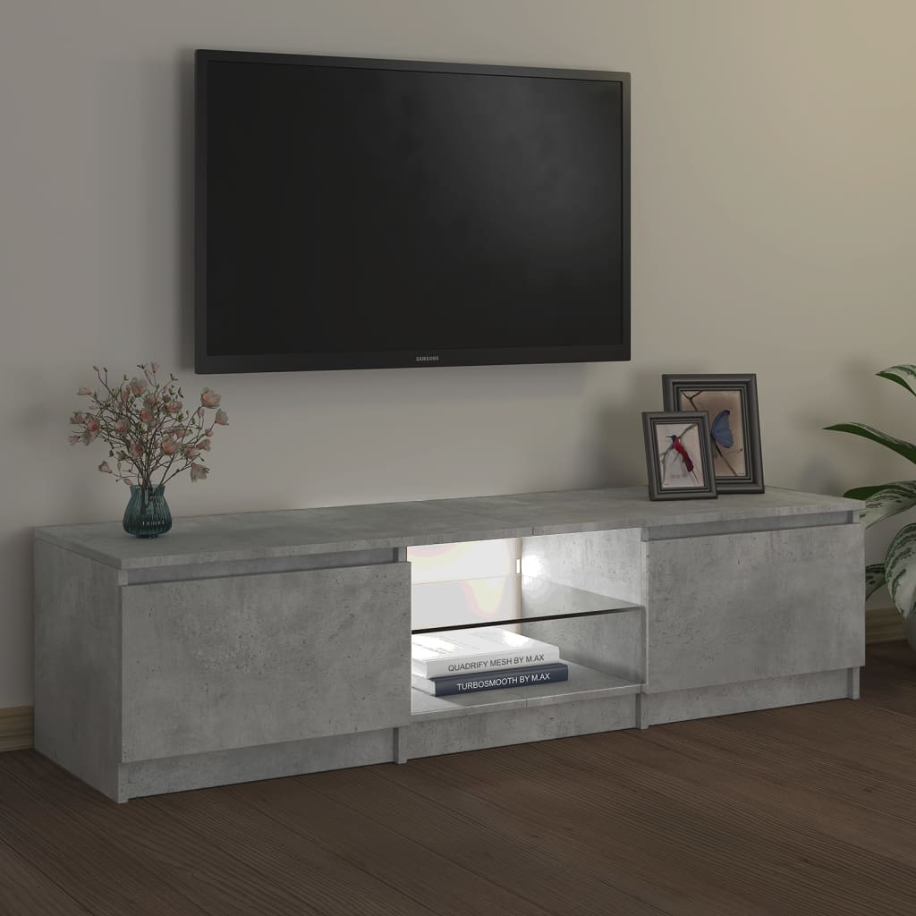 TV skrinka s LED svetlami betónovo-sivá 140x40x35,5 cm