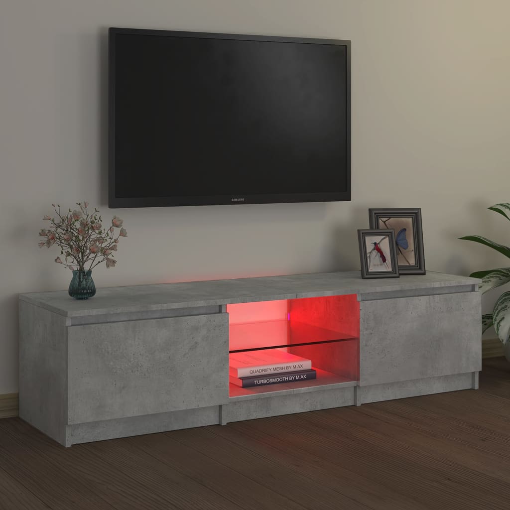TV skrinka s LED svetlami betónovo-sivá 140x40x35,5 cm