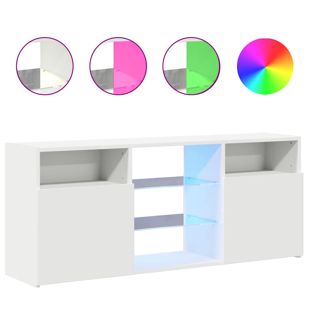 TV skrinka s LED svetlami biela 120x30x50 cm