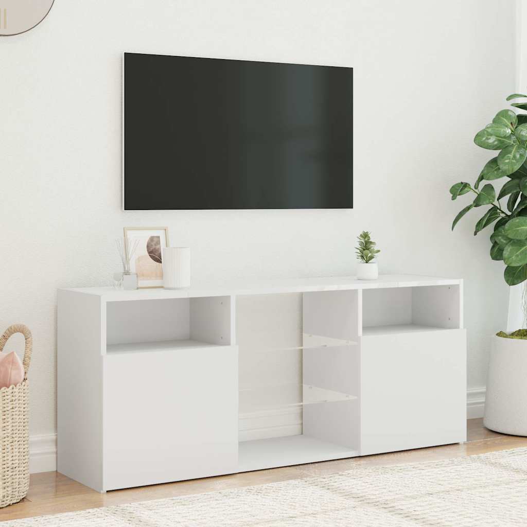 TV skrinka s LED svetlami biela 120x30x50 cm