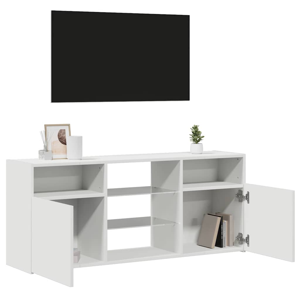 TV skrinka s LED svetlami biela 120x30x50 cm