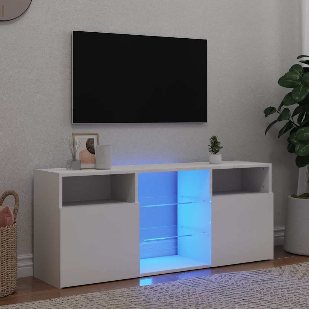 TV skrinka s LED svetlami biela 120x30x50 cm