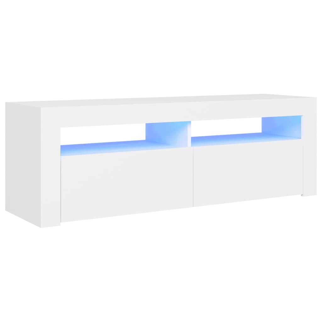 TV skrinka s LED svetlami biela 120x35x40 cm