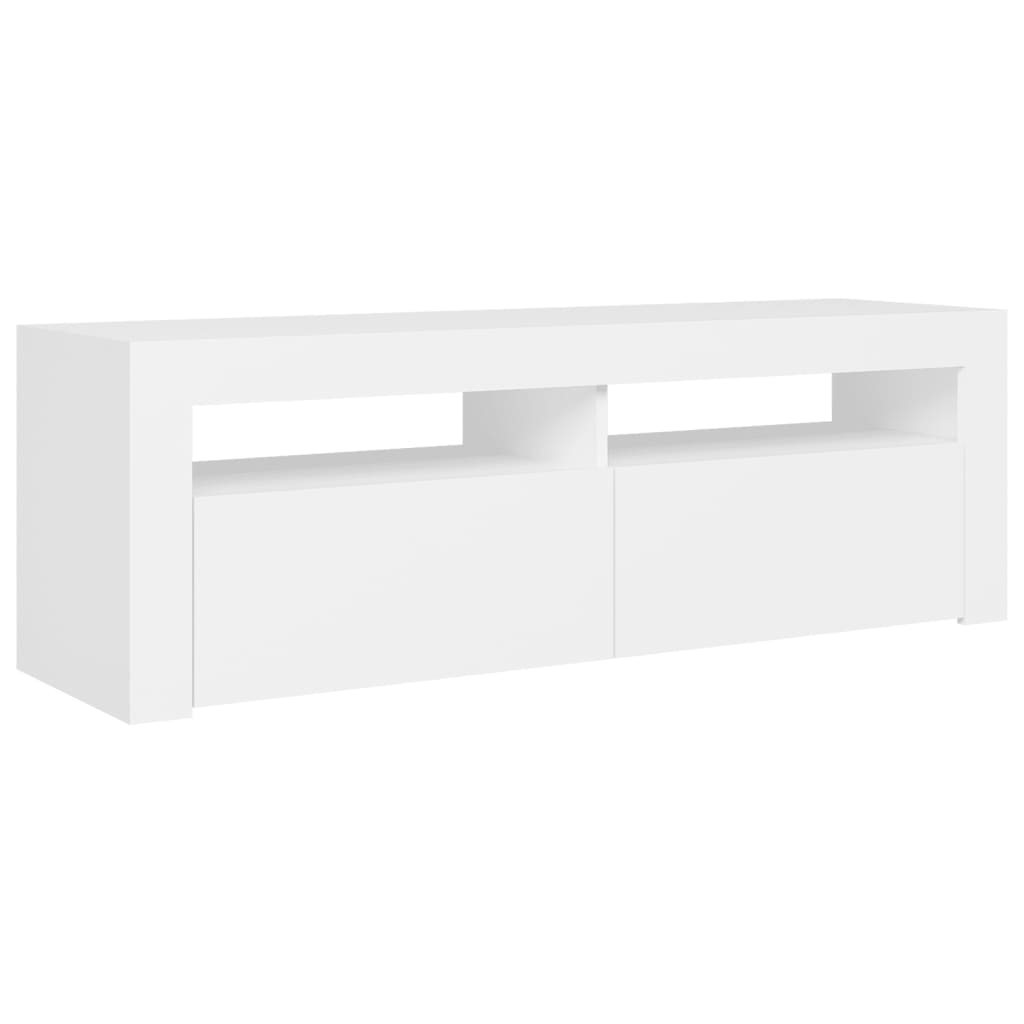 TV skrinka s LED svetlami biela 120x35x40 cm