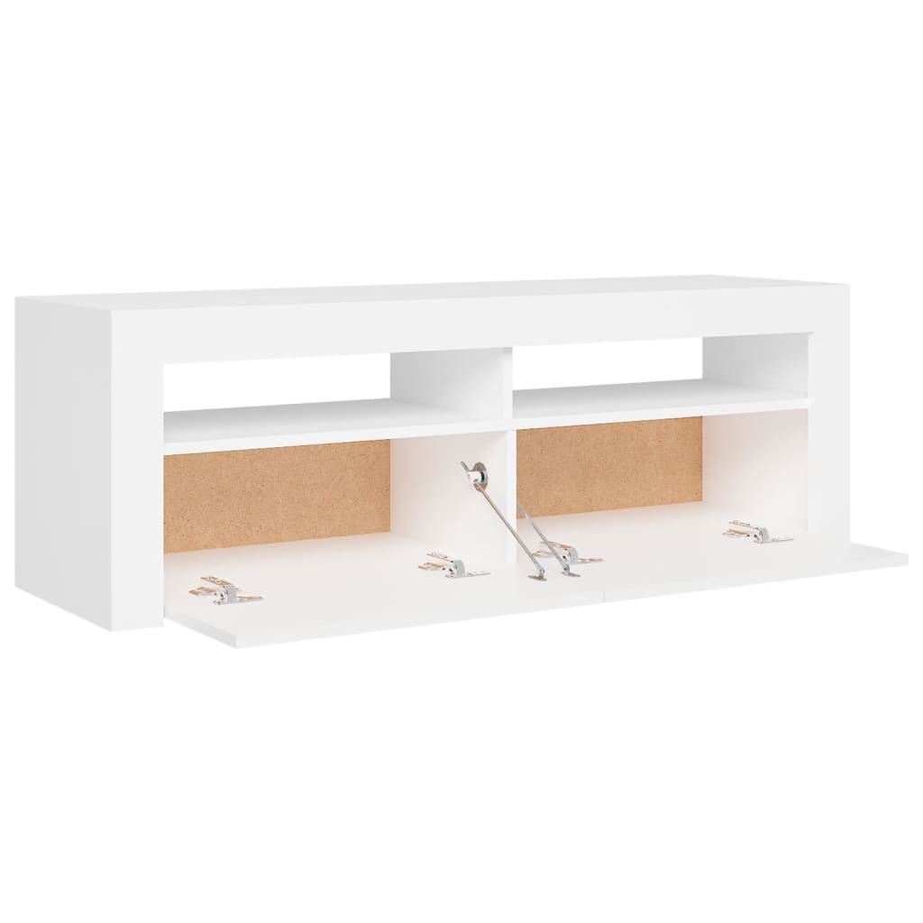 TV skrinka s LED svetlami biela 120x35x40 cm