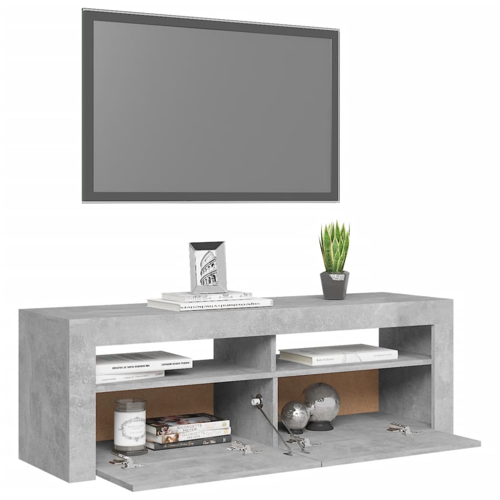 TV skrinka s LED svetlami betónová sivá 120x35x40 cm
