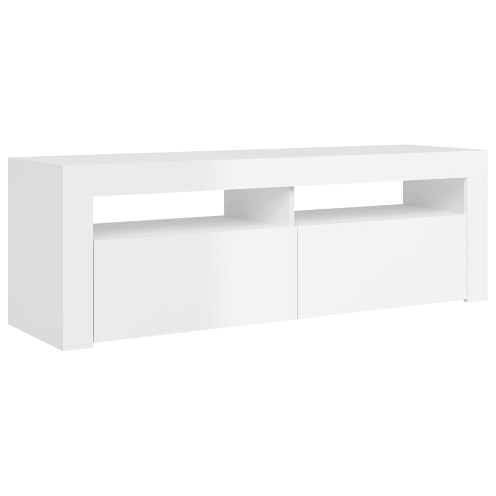 TV skrinka s LED svetlami lesklá biela 120x35x40 cm