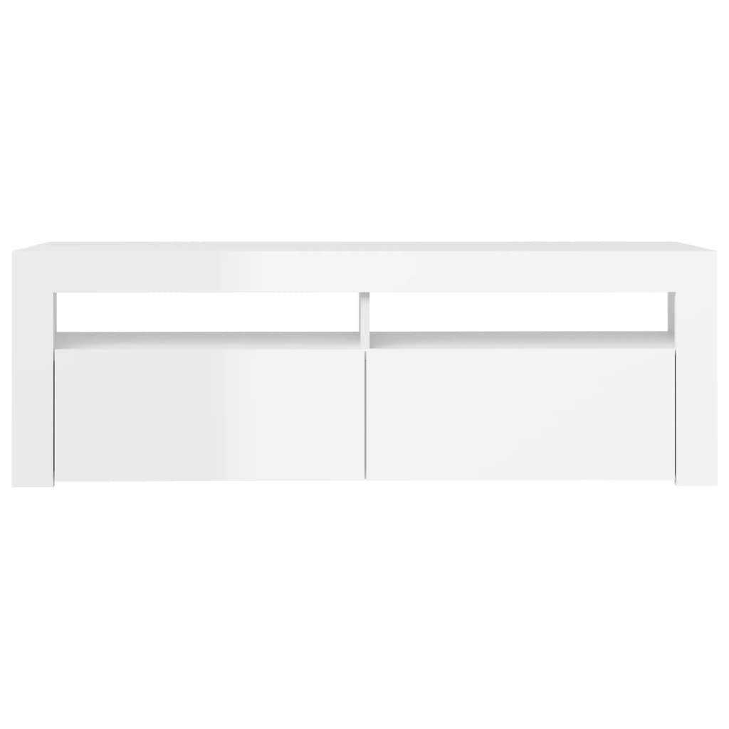 TV skrinka s LED svetlami lesklá biela 120x35x40 cm