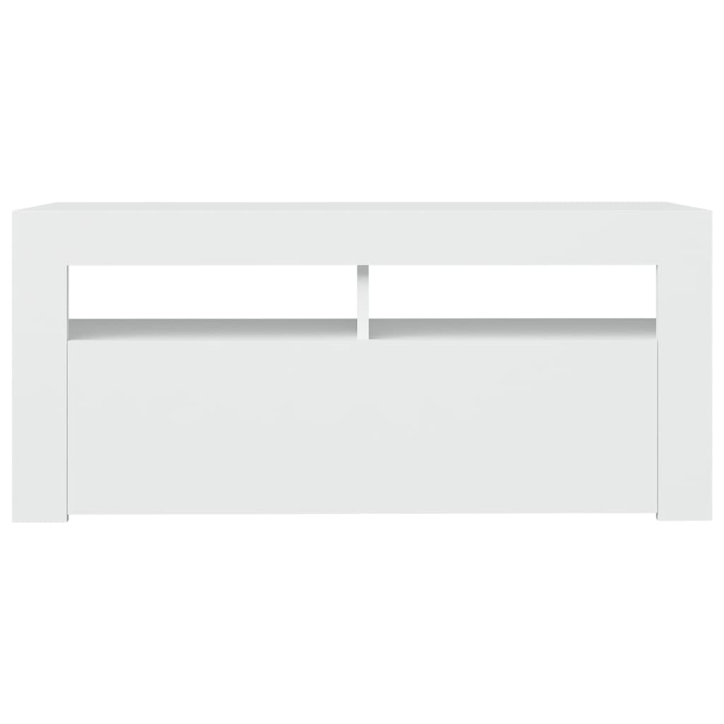TV skrinka s LED svetlami biela 90x35x40 cm